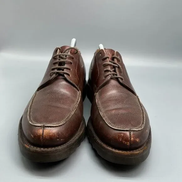 John Lobb Barros Mens 9 Dark Brown Leather Derby Shoes Lace